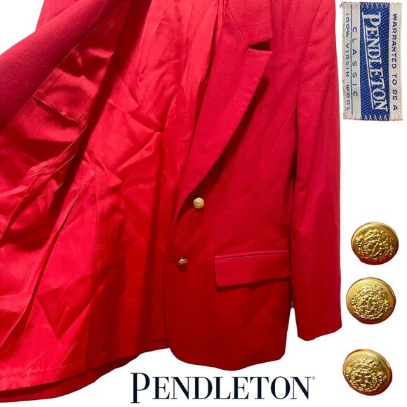 Pendleton Vintage 100% Virgin Wool Blazer Suit Jacket Made in USA Red Womens 8 - Picture 13 of 16